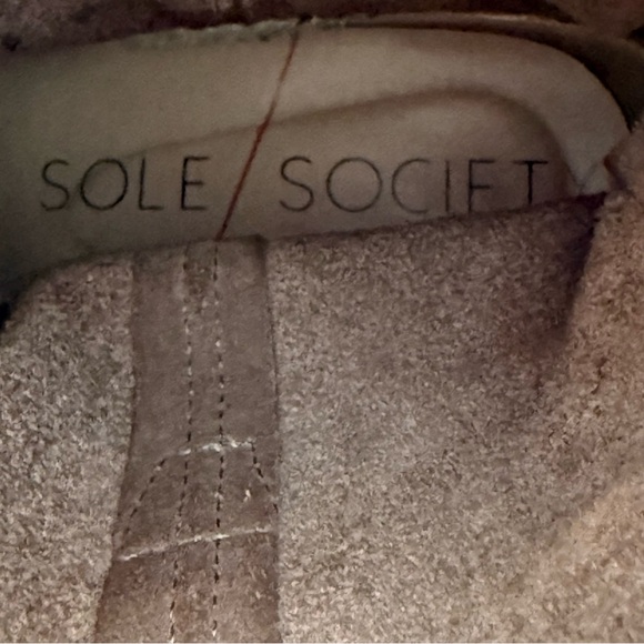 Sole Society 7.5 Brown Suede Faux Fur Lined Ankle Boots Cow Suede Cozy Winter - Picture 9 of 10